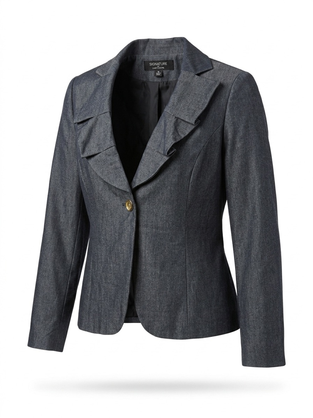 Larry Levine Ruffle-Lapel Single-Button Blazer